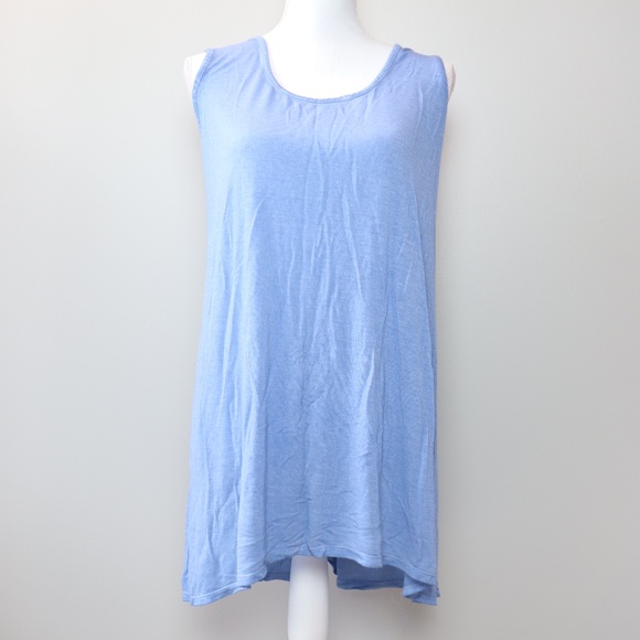 live and let live Tops - Live and Let Live Blue Embroidered Sleeveless Tank